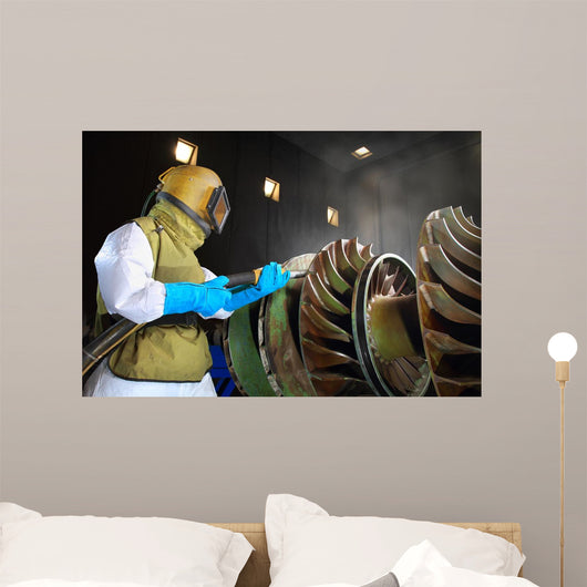 sandblast worker in the workshop Wall Mural