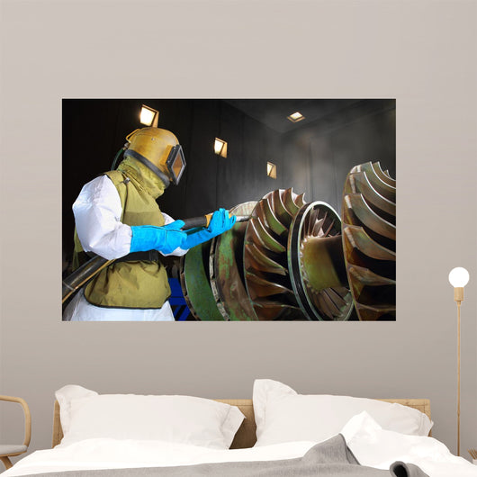 sandblast worker in the workshop Wall Mural