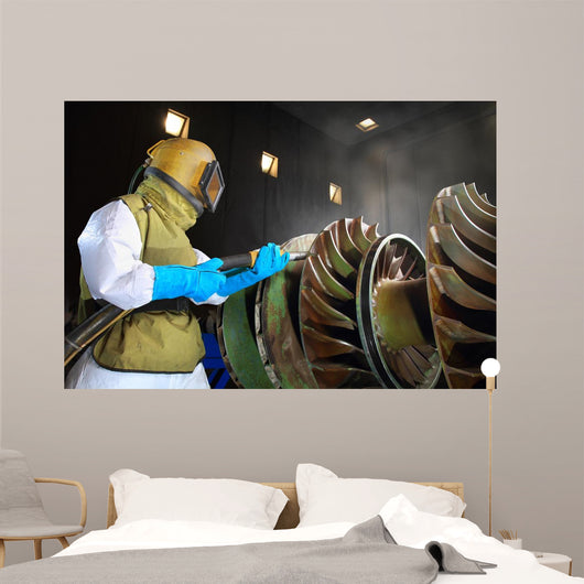 sandblast worker in the workshop Wall Mural