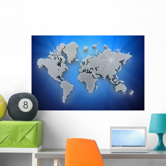 World Map Rendering Wall Mural