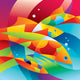 Abstract Colorful Fishes near