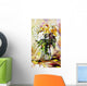 The vase with the flowers drawn by oil on a canvas Wall Mural