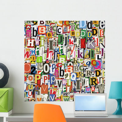 Digital Collage Wall Mural shown on a wall
