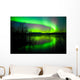 Northern lights mirrored on lake Wall Mural