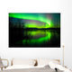 Northern lights mirrored on lake Wall Mural