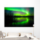 Northern lights mirrored on lake Wall Mural