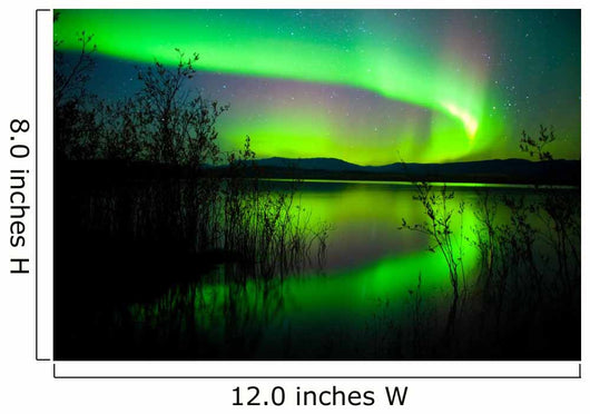 Northern lights mirrored on lake Wall Mural
