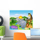 African Landscape With Four Animals Wall Mural