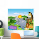African Landscape With Four Animals Wall Mural