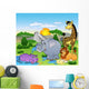 African Landscape With Four Animals Wall Mural