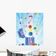 Gift Box and Christmas Decorations Wall Mural