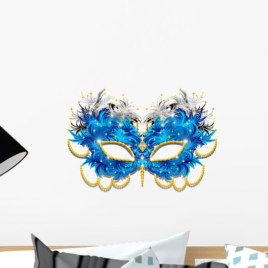 Blue Mardi Gras Mask Wall Decal