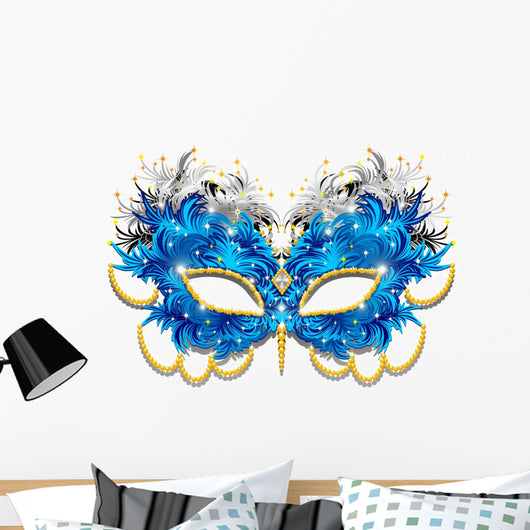 Blue Mardi Gras Mask Wall Decal