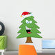 Cartoon Christmas Tree with Santa Hat Wall Decal