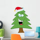 Cartoon Christmas Tree with Santa Hat Wall Decal