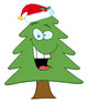 Cartoon Christmas Tree with Santa Hat Wall Decal