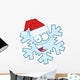 Cartoon Snowflake Character with Santa Hat Wall Decal