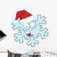 Cartoon Snowflake Character with Santa Hat Wall Decal
