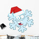 Cartoon Snowflake Character with Santa Hat Wall Decal