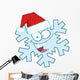 Cartoon Snowflake Character with Santa Hat Wall Decal