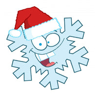 Cartoon Snowflake Character with Santa Hat Wall Decal