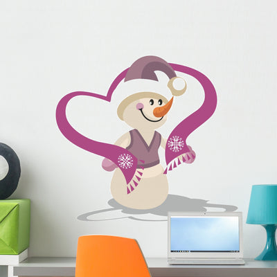 Sweet Snowman Wall Decal shown on a wall