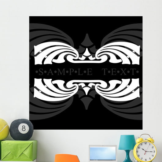 Gray And White Flower Ornate Quad Banner Wall Mural