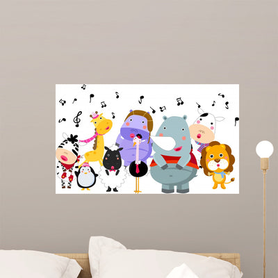 Animal Singer Wall Decal shown on a wall