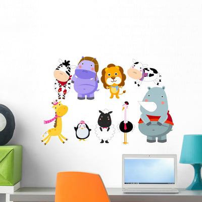 Group Animal Wall Decal shown on a wall