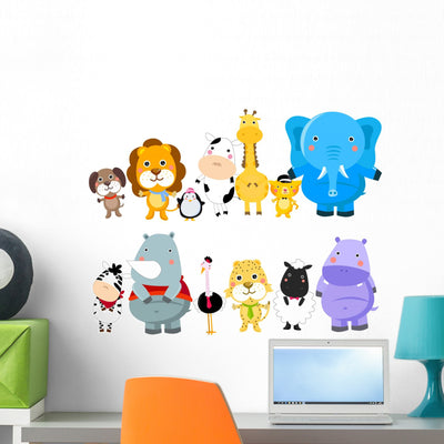 Set Zoo Animals Wall Stickers shown on a wall