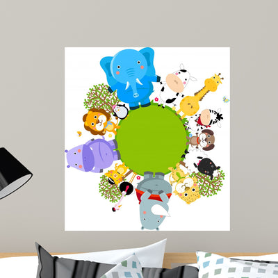 Animal Wall Decal shown on a wall