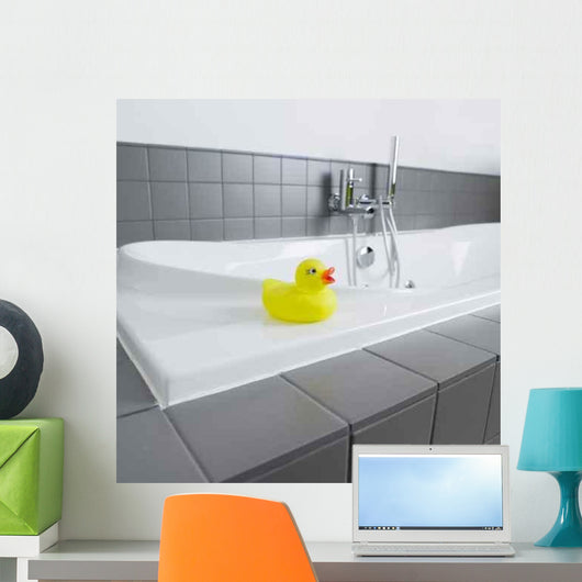 Little Yellow Rubber Duck in the Bathroom Wall Mural