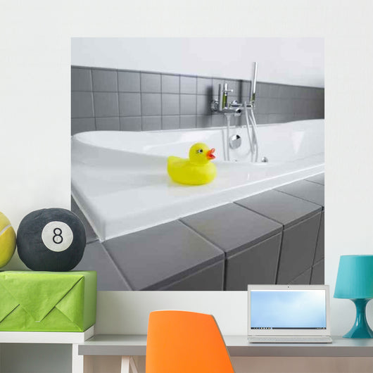 Little Yellow Rubber Duck in the Bathroom Wall Mural
