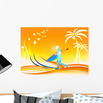 Surf Wall Mural shown on a wall