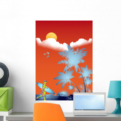 Surf Wall Mural shown on a wall