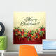 Christmas holly wreath with drops and sprays on a beige and burg Wall Mural
