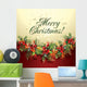 Christmas holly wreath with drops and sprays on a beige and burg Wall Mural