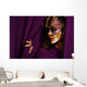 pretty young woman in violet mask Wall Mural