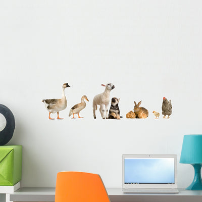 Farm Animals Wall Decal shown on a wall