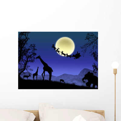Santa Claus Africa Wall Mural shown on a wall
