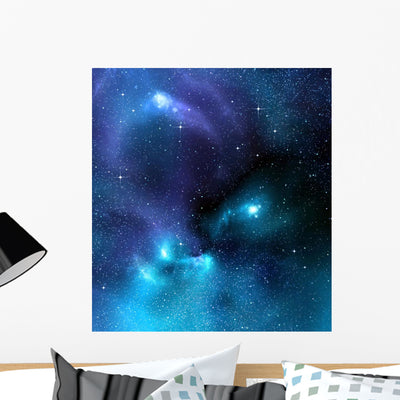 Starry Outer Space Wall Mural shown on a wall