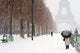 Umbrella and Snow Eiffel Wall Mural