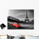 Eiffel Tower and Paris car red- Wall Mural