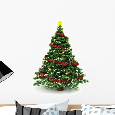 3D Christmas Tree Wall Decal shown on a wall