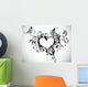 vector heart frame with butterfly Wall Mural