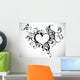 vector heart frame with butterfly Wall Mural