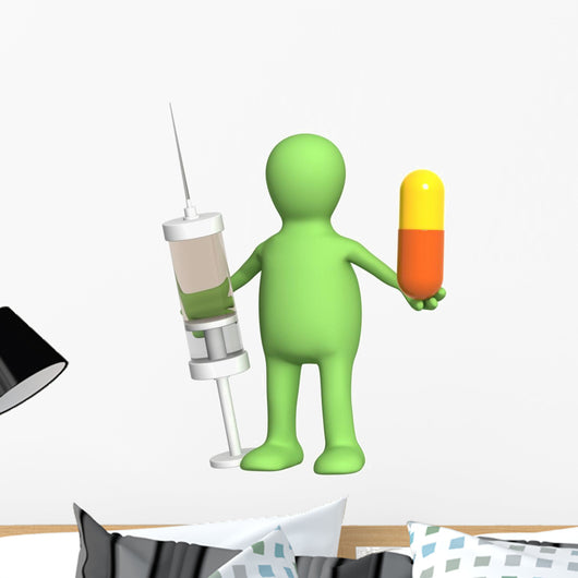 Puppet with pill and syringe Wall Decal