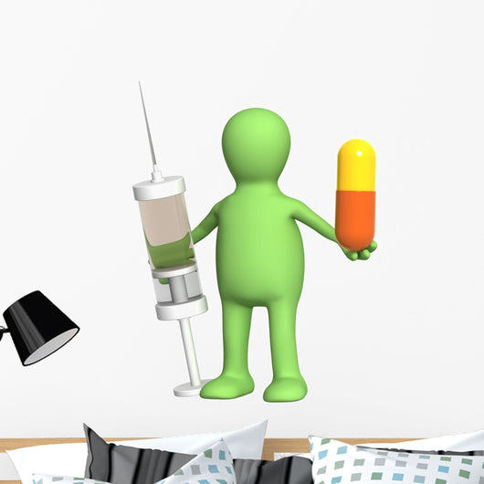 Puppet with pill and syringe Wall Decal