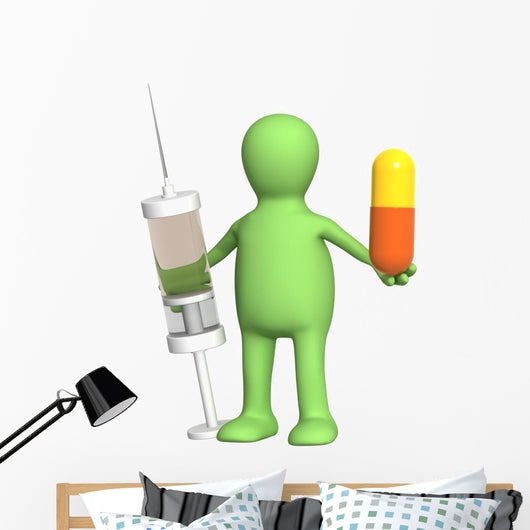 Puppet with pill and syringe Wall Decal