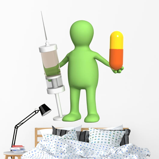 Puppet with pill and syringe Wall Decal